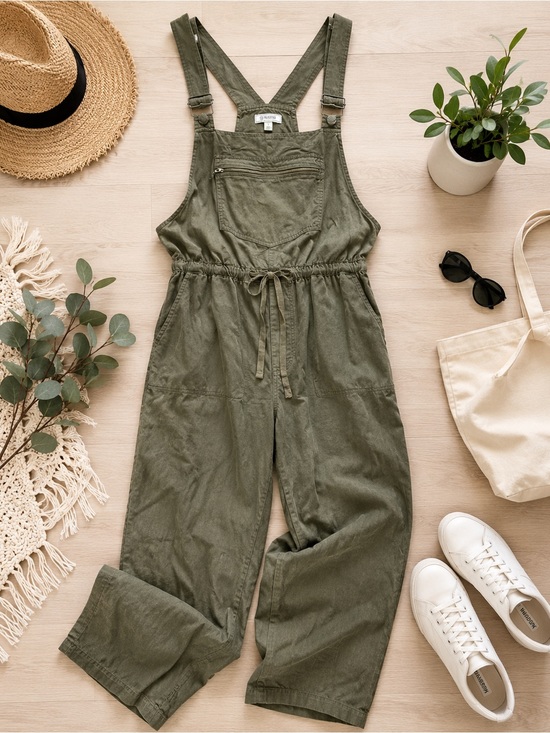 Susina Pants - Susina Olive Green Utility Overalls Jumpsuit Drawstring Cargo Pocket